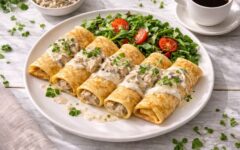 Блины с курицей и грибами