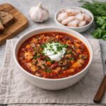 Борщ с курицей и грибами
