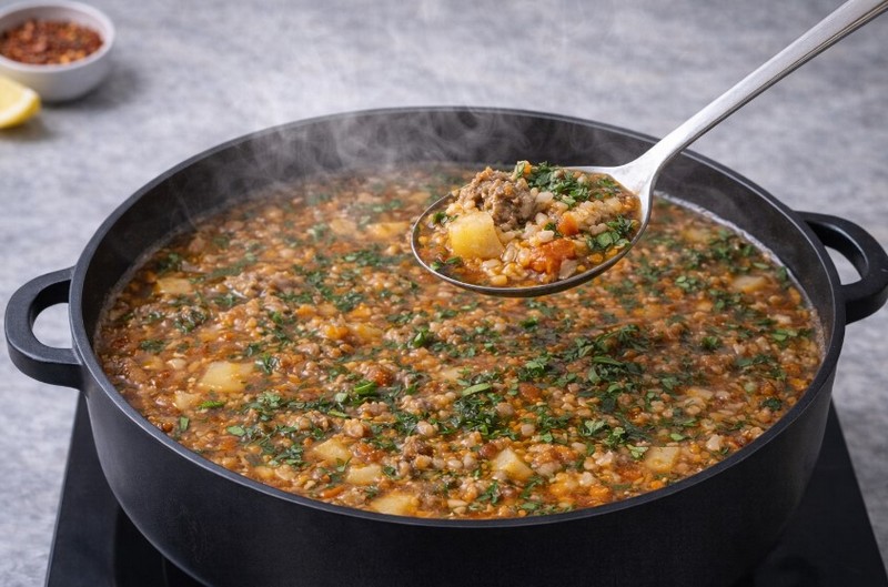 Классический харчо из свинины с рисом и картошкой