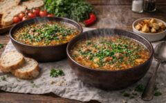 Классический харчо из свинины с рисом и картошкой