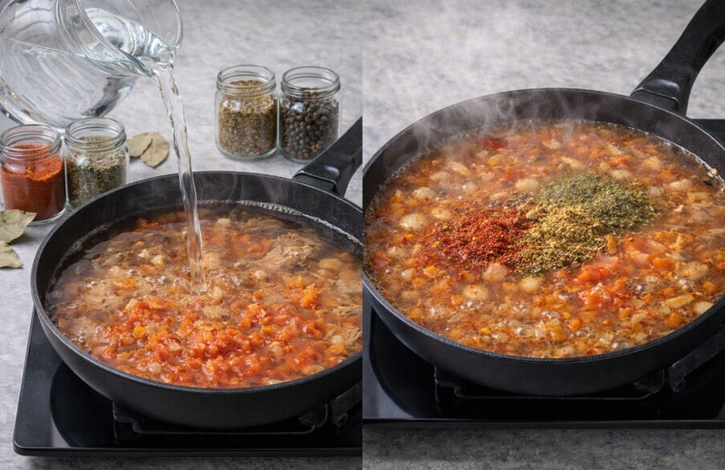 Классический харчо из свинины с рисом и картошкой
