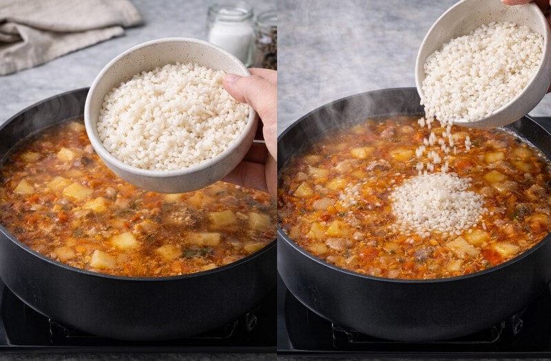 Классический харчо из свинины с рисом и картошкой
