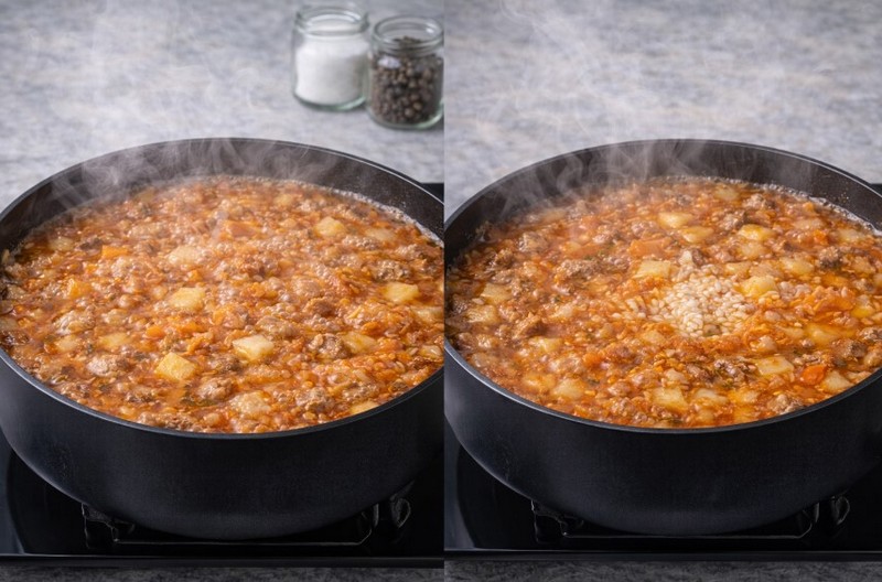 Классический харчо из свинины с рисом и картошкой