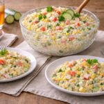 Классический салат с рисом и крабовыми палочками