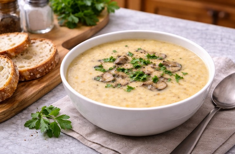 Сырный крем суп с грибами
