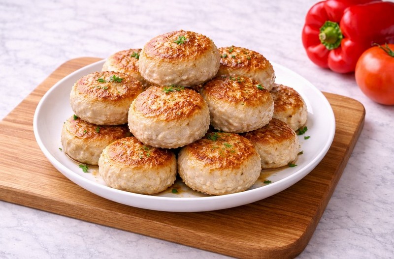 Тефтели из куриного фарша с подливкой на сковороде